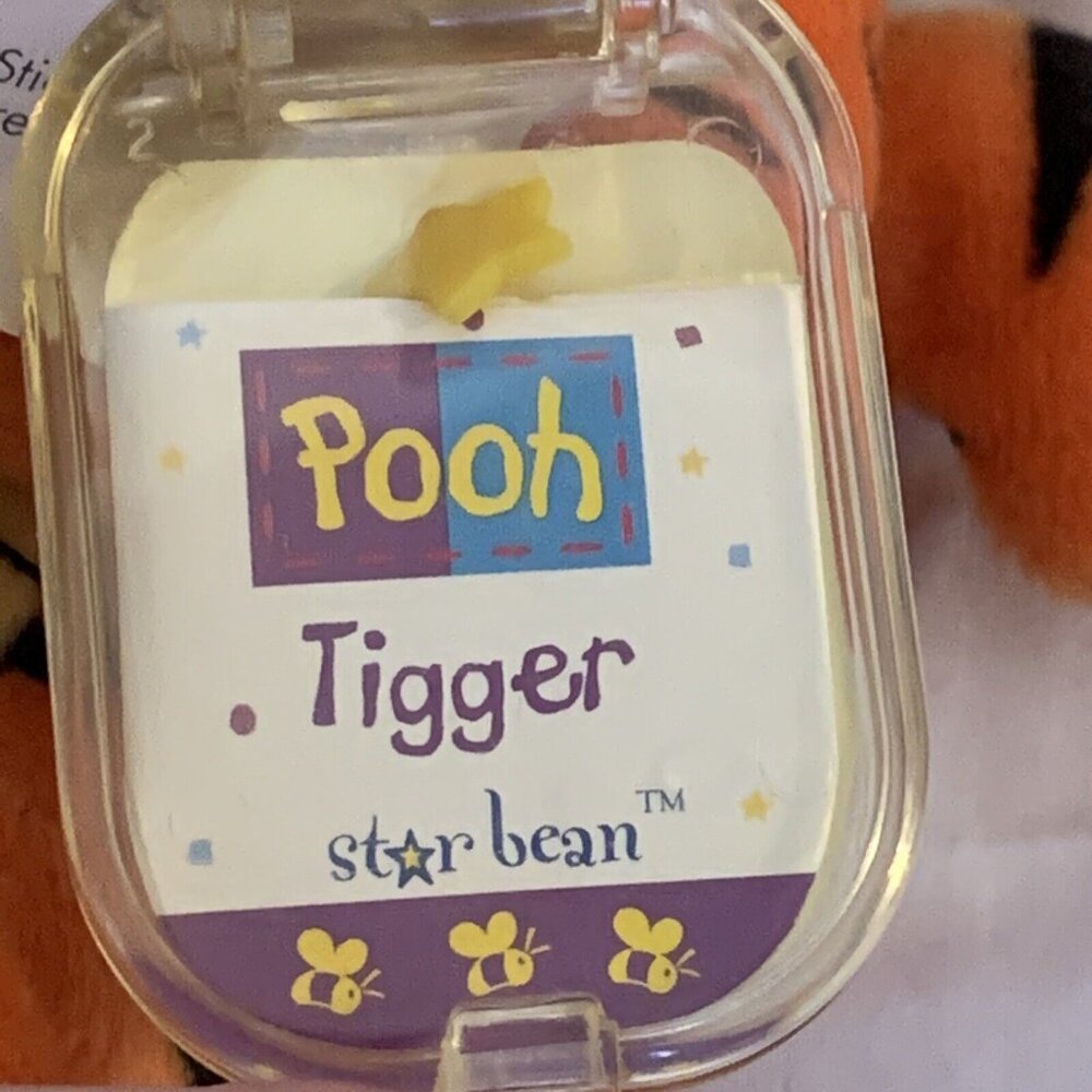 Tigger Plush - Star Bean Arcotoys Mattel - #2 Pooh Series 1999 7" Stuffed Animal - Picture 9 of 12